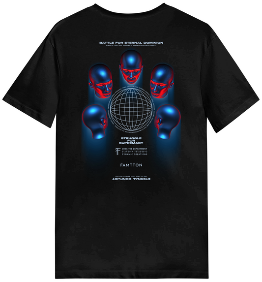 Good & Evil Battle Futuristic Tshirt Black