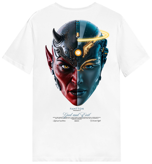 Good & Evil DemAngel Futuristic Tshirt White