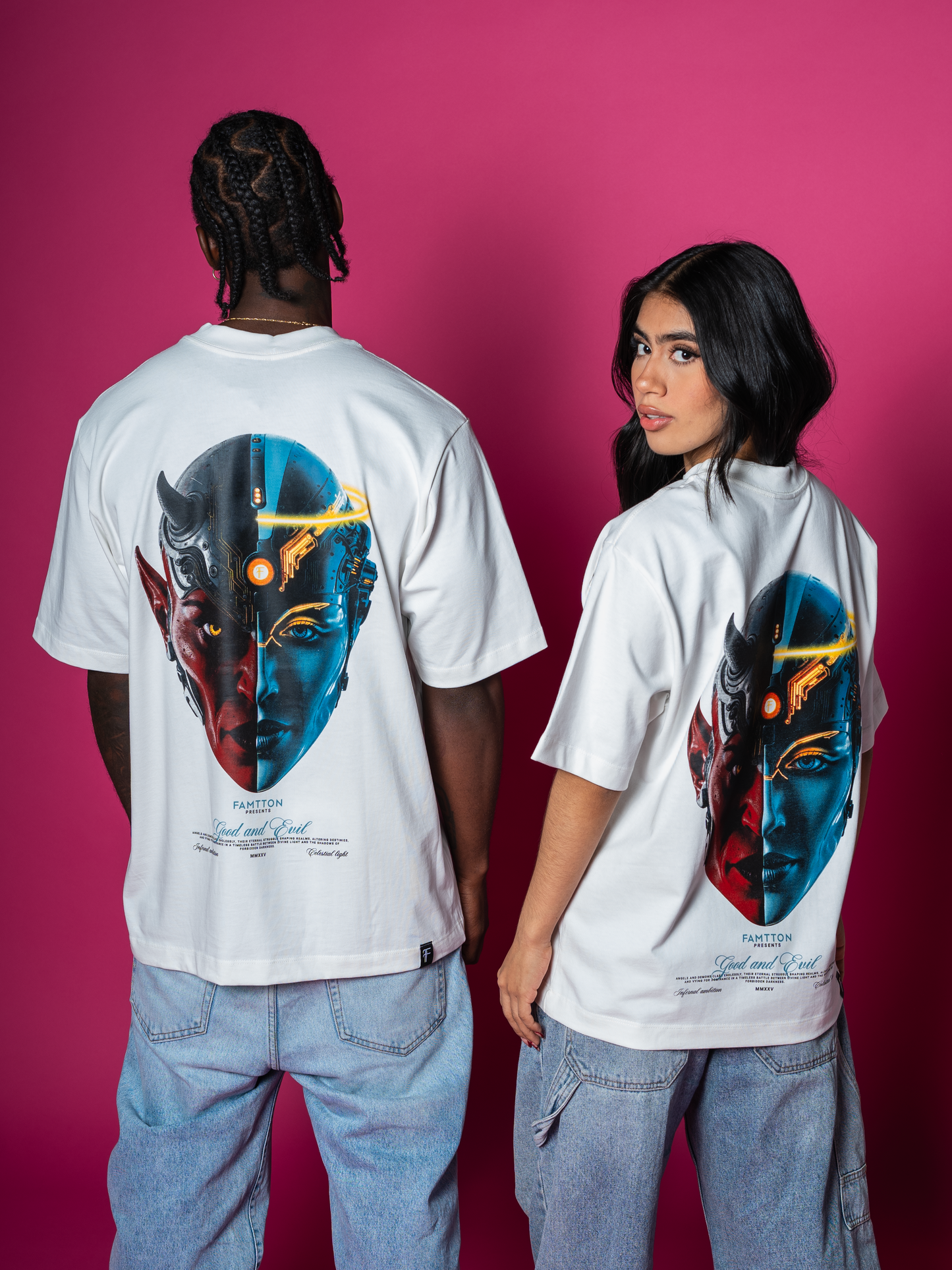 Good & Evil DemAngel Futuristic Tshirt White