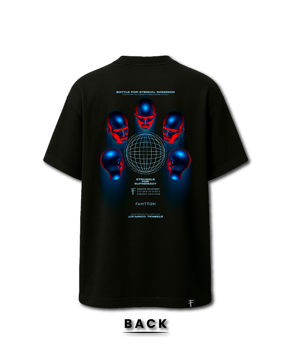 Good & Evil Battle Futuristic Tshirt Black