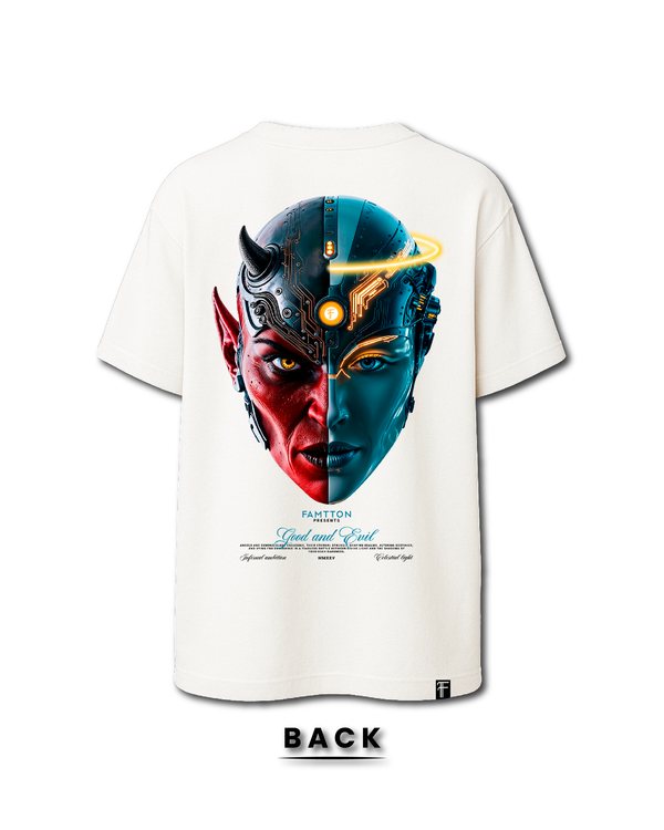 Good & Evil DemAngel Futuristic Tshirt White