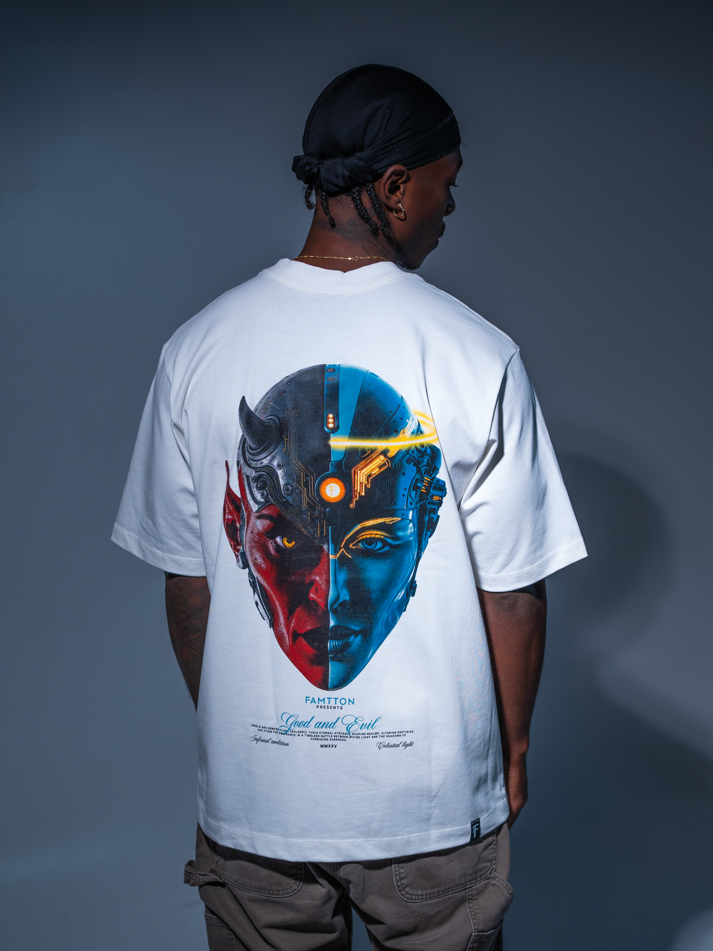 Good & Evil DemAngel Futuristic Tshirt White